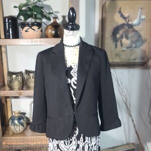 Amanda & Chelsea Black Blazer With Ruffle Quater Sleeve